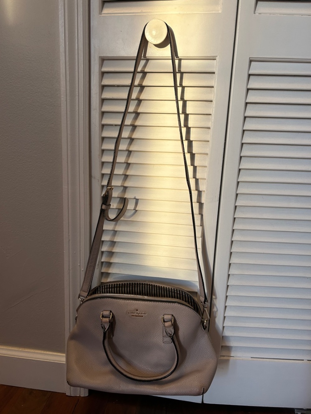Kate Spade Pebbled Leather Dome Satchel in Light Gray